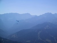 At the mid-way cafe we caught our first glimpse of what soon became a swarm of parasailors.