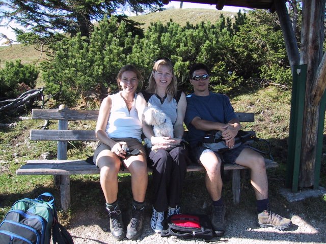 Some passersby were kind enough to take a group shot of us at the top. Buca was more interested in the moutains than in the camera... but who wouldn't be?