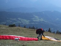 On the Western side of the summit, we came across the parasailors' preferred launching spot... Of course, Buca had to run right up and investigate this.