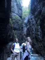 I put Buca in the pack because it was quite narrow with a long drop into freezing rapids, but he was still bounding with energy. I think he was the only one! ;-)