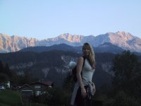 Felicia snapped a picture of Buca and I against the sunset lit mountains. Once again, Buca was more interested in the mountains than the camera...