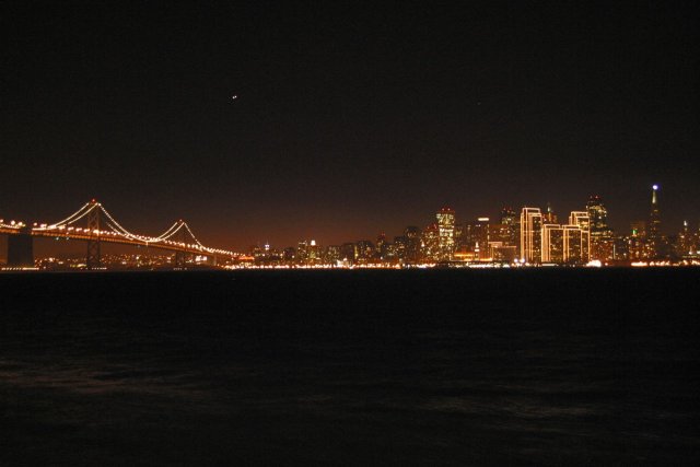 San Fransisco skyline at night taken from Treasure Island