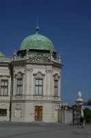 A close up of a tower of Schloss Belvedere.