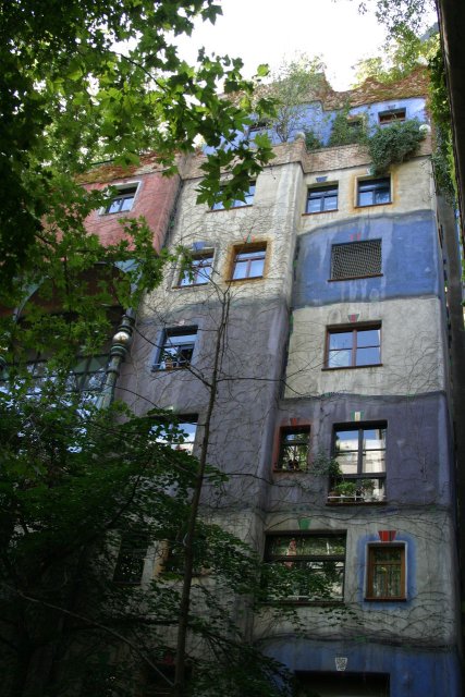 The back of Hundertwasser Haus.  People actually live in many of his creations, including this one.