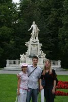 A kind stranger took our picture by the statue.