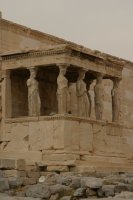 The famous porch of the Caryatids on the Erechtheion.