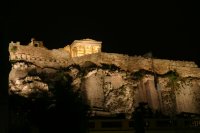 The Parthenon at night.