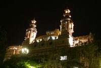 The back of the casino at night.