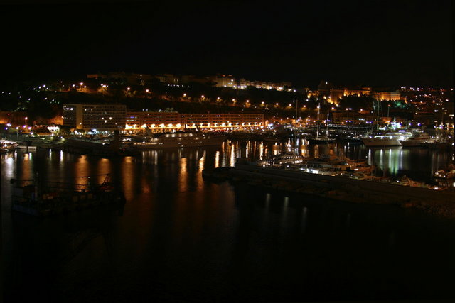 Monaco Harbor at night.