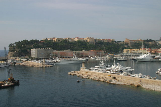 Monaco harbor by day.