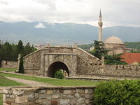 Kale fortress wall with the 15th century Mustafa-pasha mosque in the background