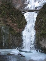 Only the small bit of the pond, right where the rushing falls entered, was not frozen.