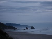 The misty Oregon coast at Cannon beach.