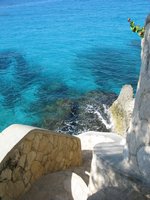 The steps down to the snorkeling site.