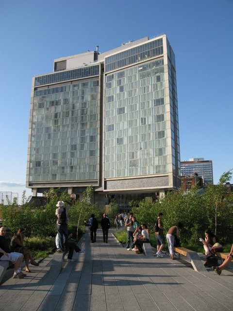 My hotel was a chic new NY fixture in the meat-packing district called The Standard. It is angular and straddles a newly opened elevated park.