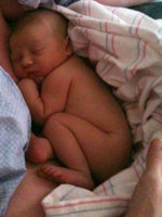 1 hour old - still skin on skin with mommy