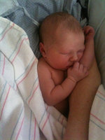 5 hrs old - relaxed and fairly acclimated shortly before we went home