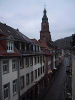 This is the view out my living room of the Hauptstrasse in the direction of the Castle.
